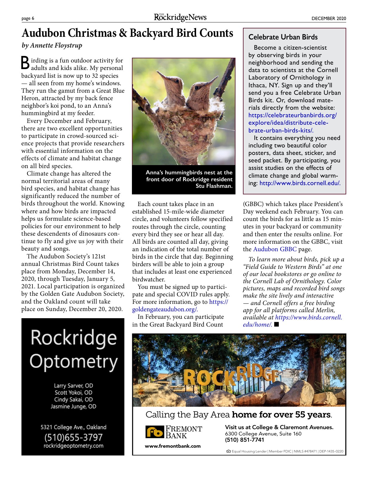 Click to zoom in The Rockridge News, December 2020, page 6
