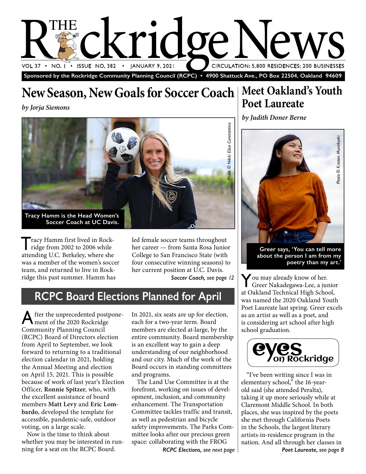 Click to zoom in The Rockridge News, January 2021, page 1