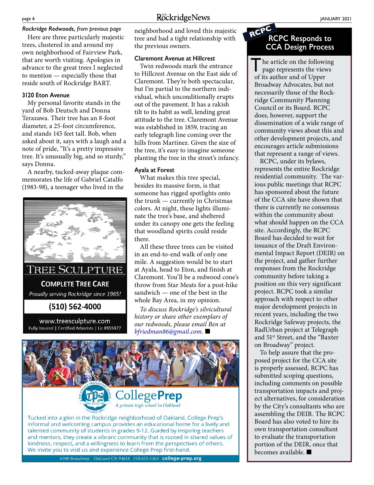 Click to zoom in The Rockridge News, January 2021, page 6