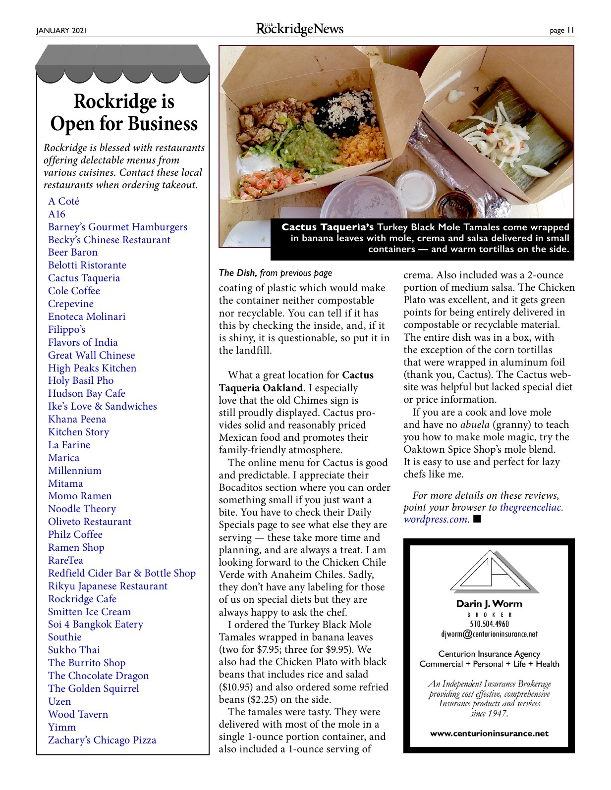 Click to zoom in The Rockridge News, January 2021, page 11