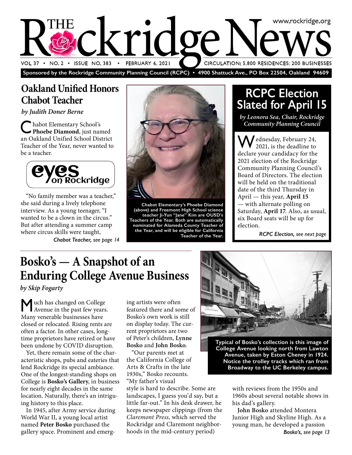 Click to zoom in The Rockridge News, February 2021, page 1