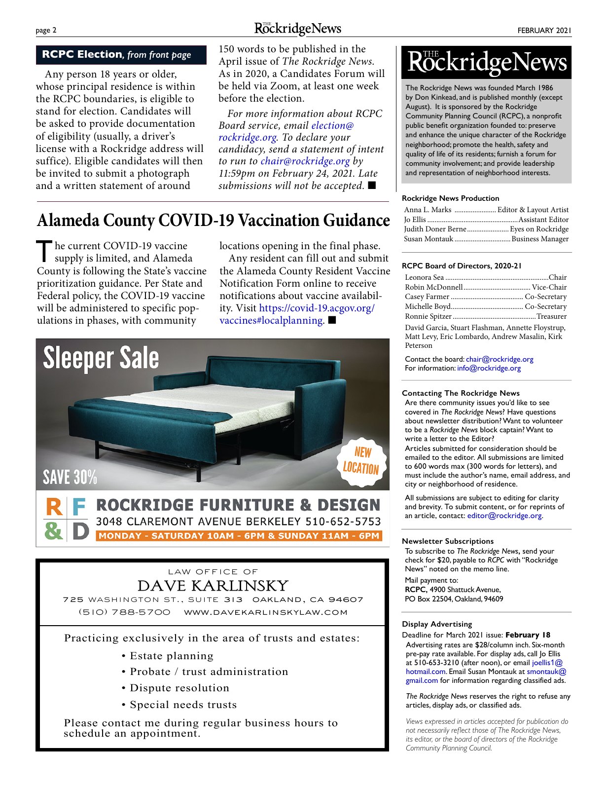 Click to zoom in The Rockridge News, February 2021, page 2