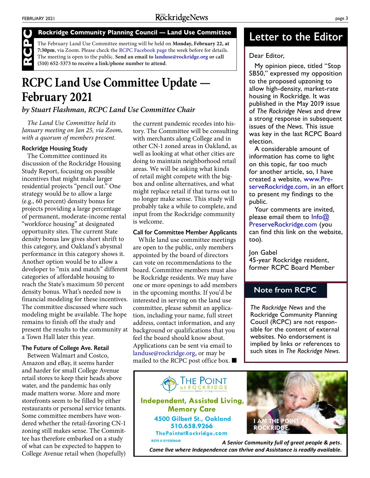 Click to zoom in The Rockridge News, February 2021, page 3