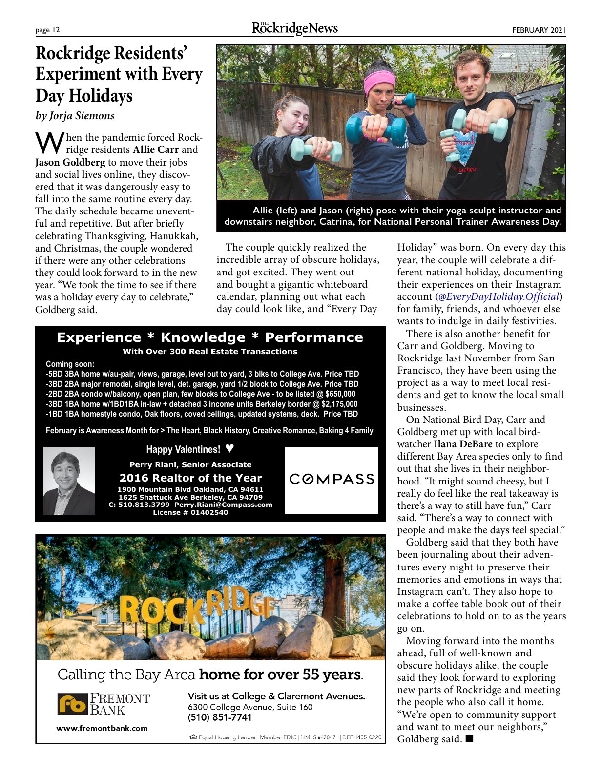 Click to zoom in The Rockridge News, February 2021, page 12