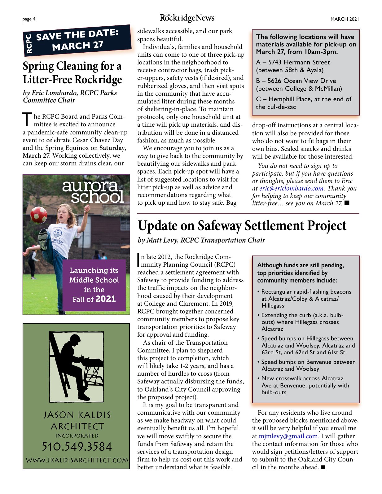 Click to zoom in The Rockridge News, March 2021, page 4