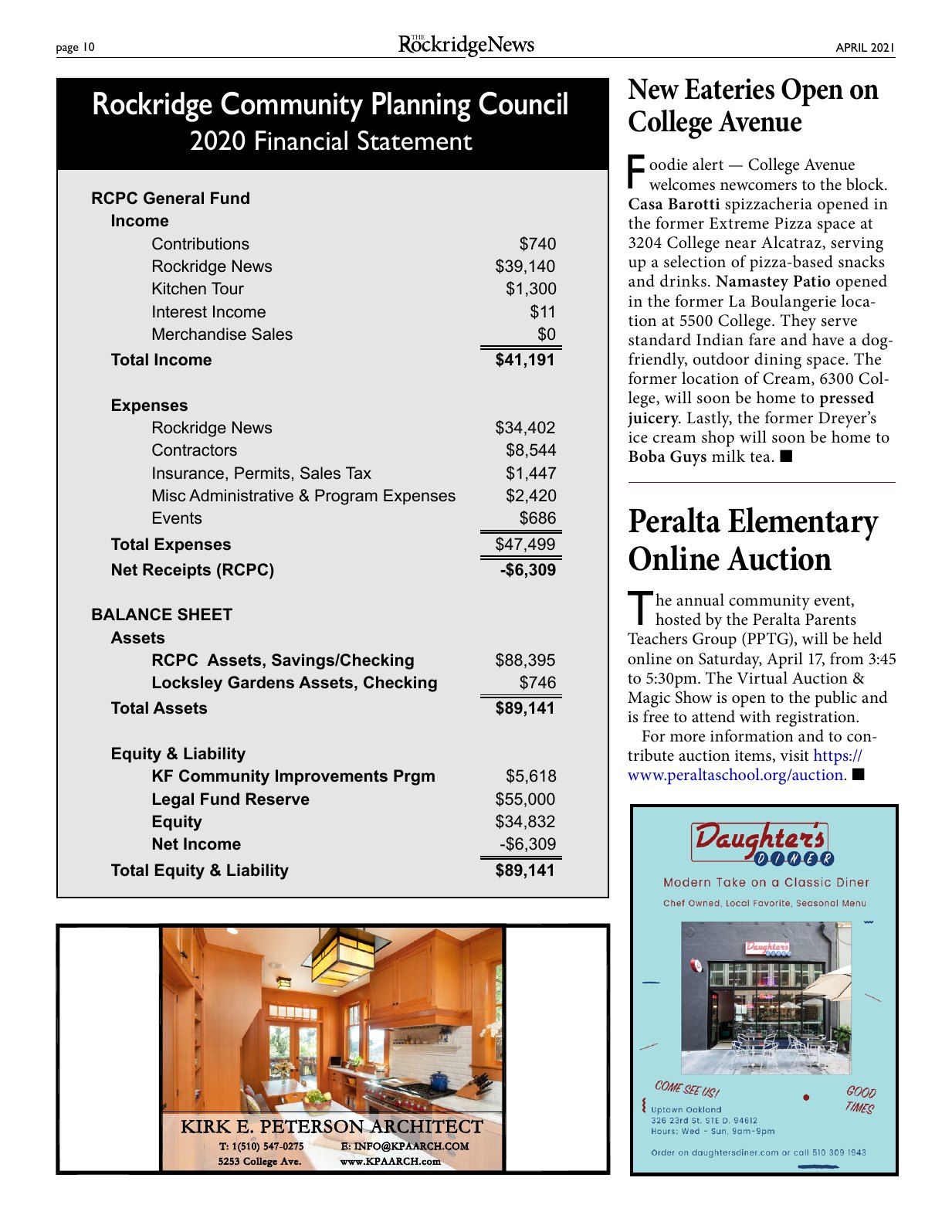 Click to zoom in The Rockridge News, April 2021, page 10