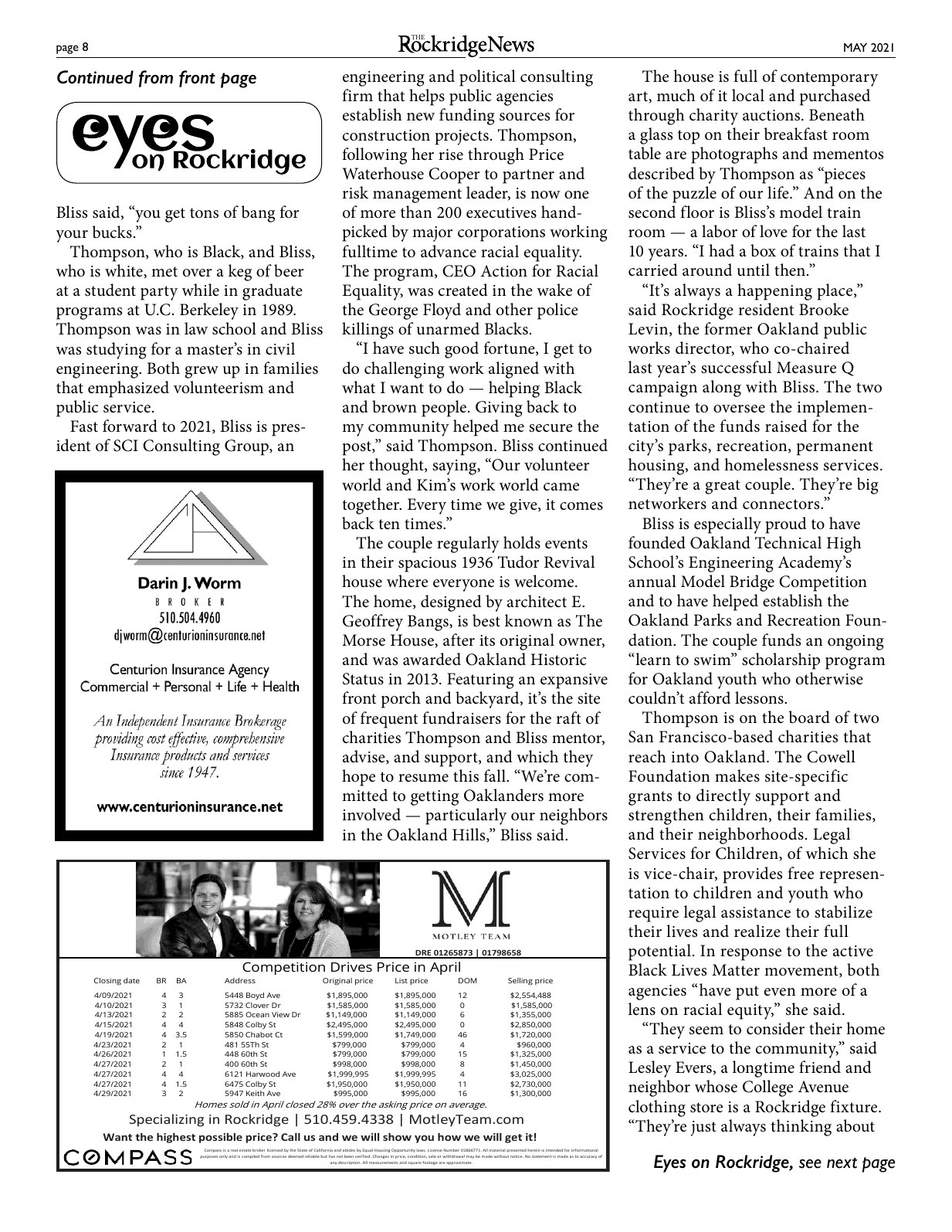 Click to zoom in The Rockridge News, May 2021, page 8