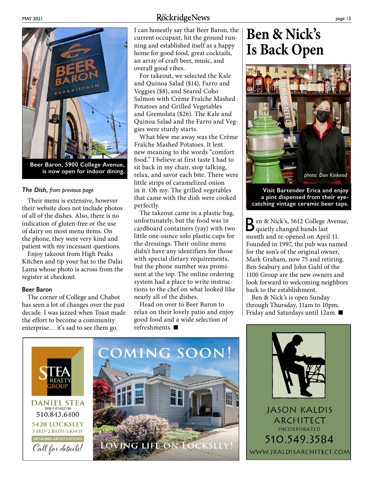 Click to zoom in The Rockridge News, May 2021, page 13