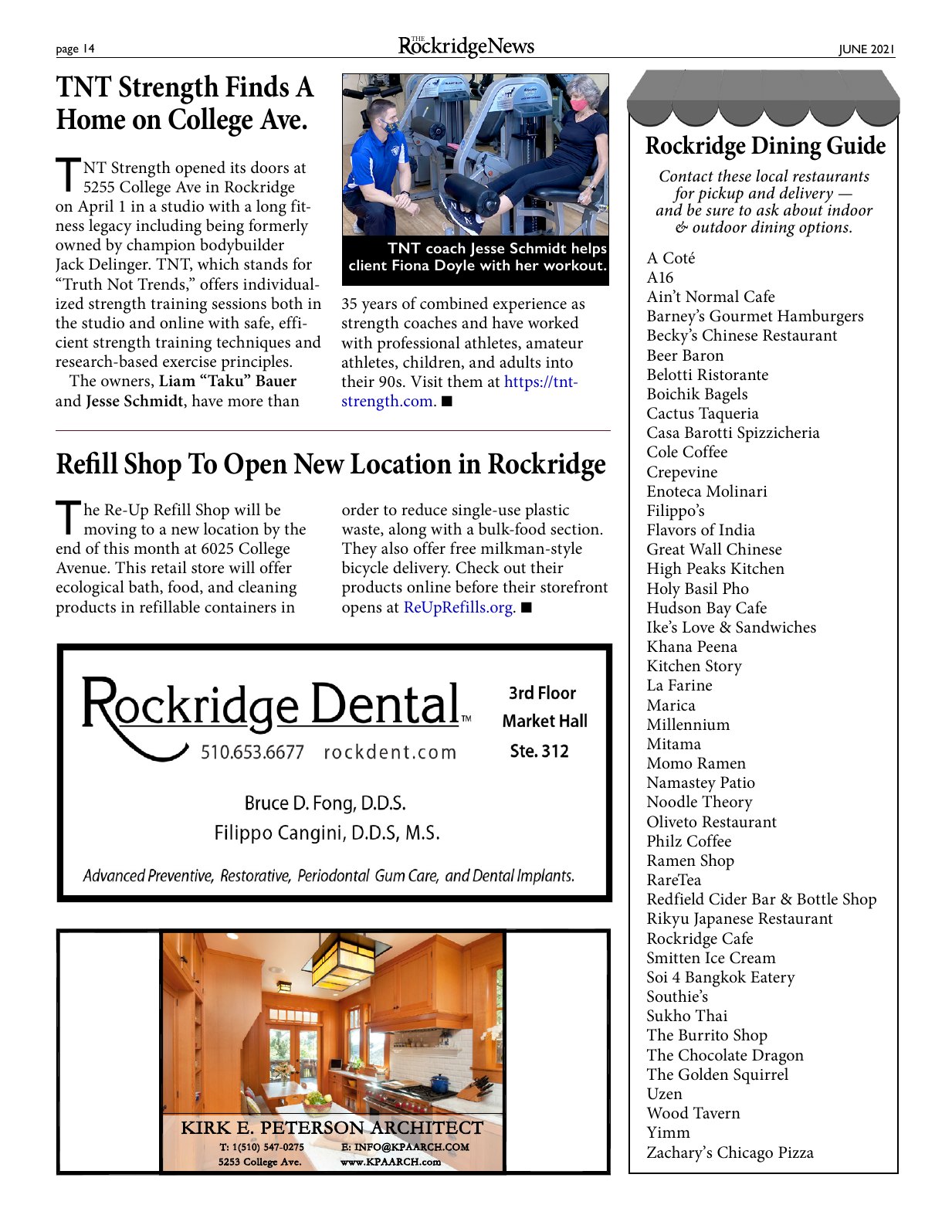 Click to zoom in The Rockridge News, June 2021, page 14