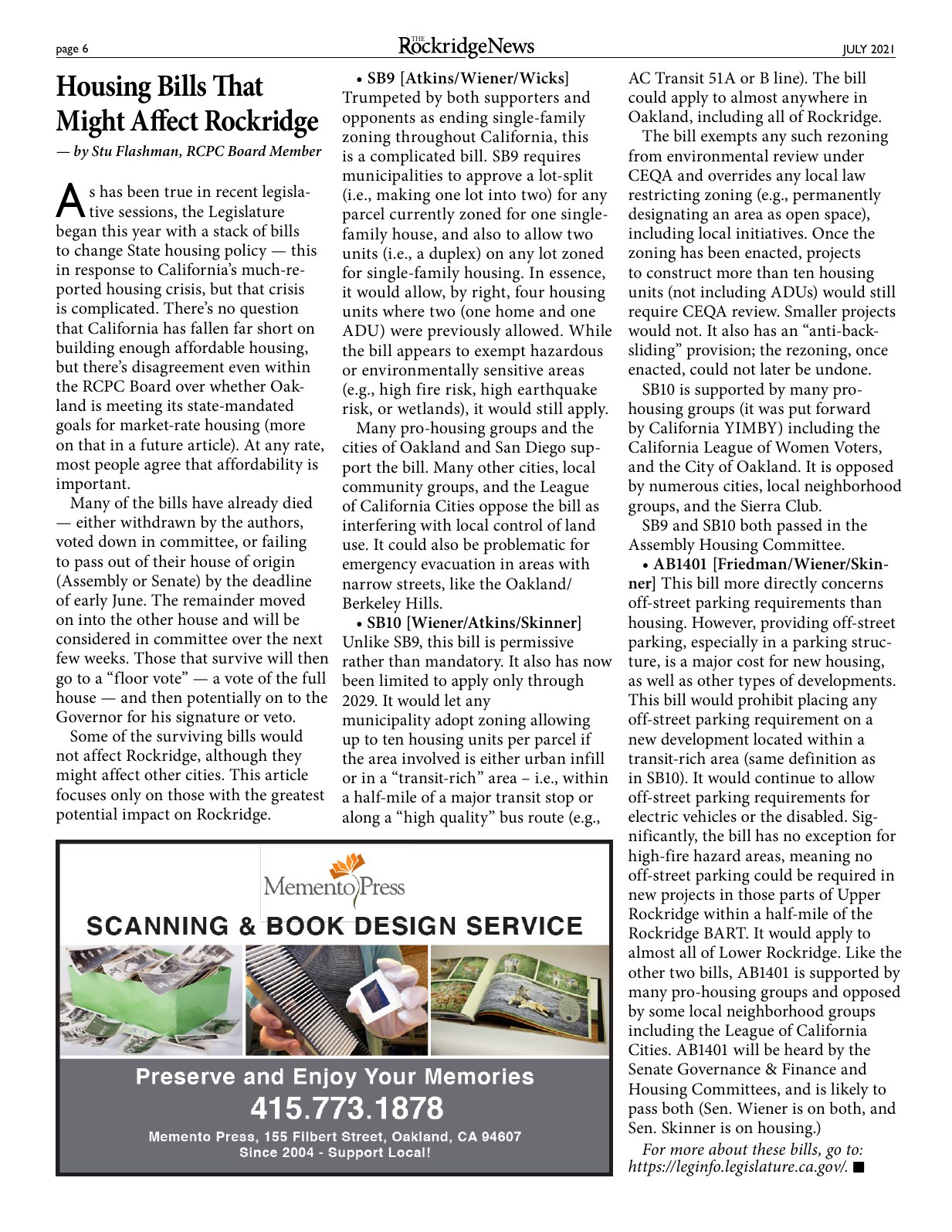 Click to zoom in The Rockridge News, July 2021, page 6