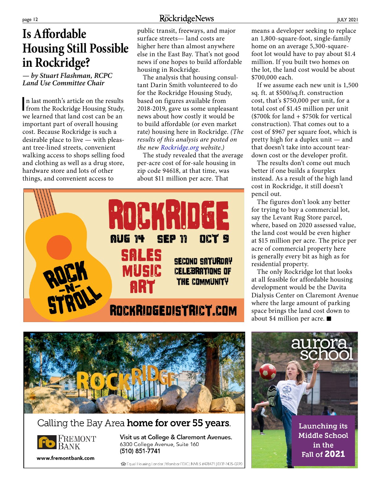 Click to zoom in The Rockridge News, July 2021, page 12