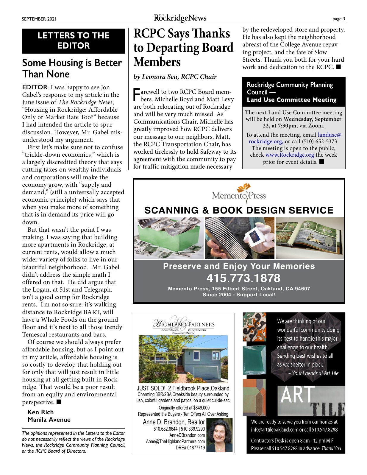 Click to zoom in The Rockridge News, September 2021, page 3
