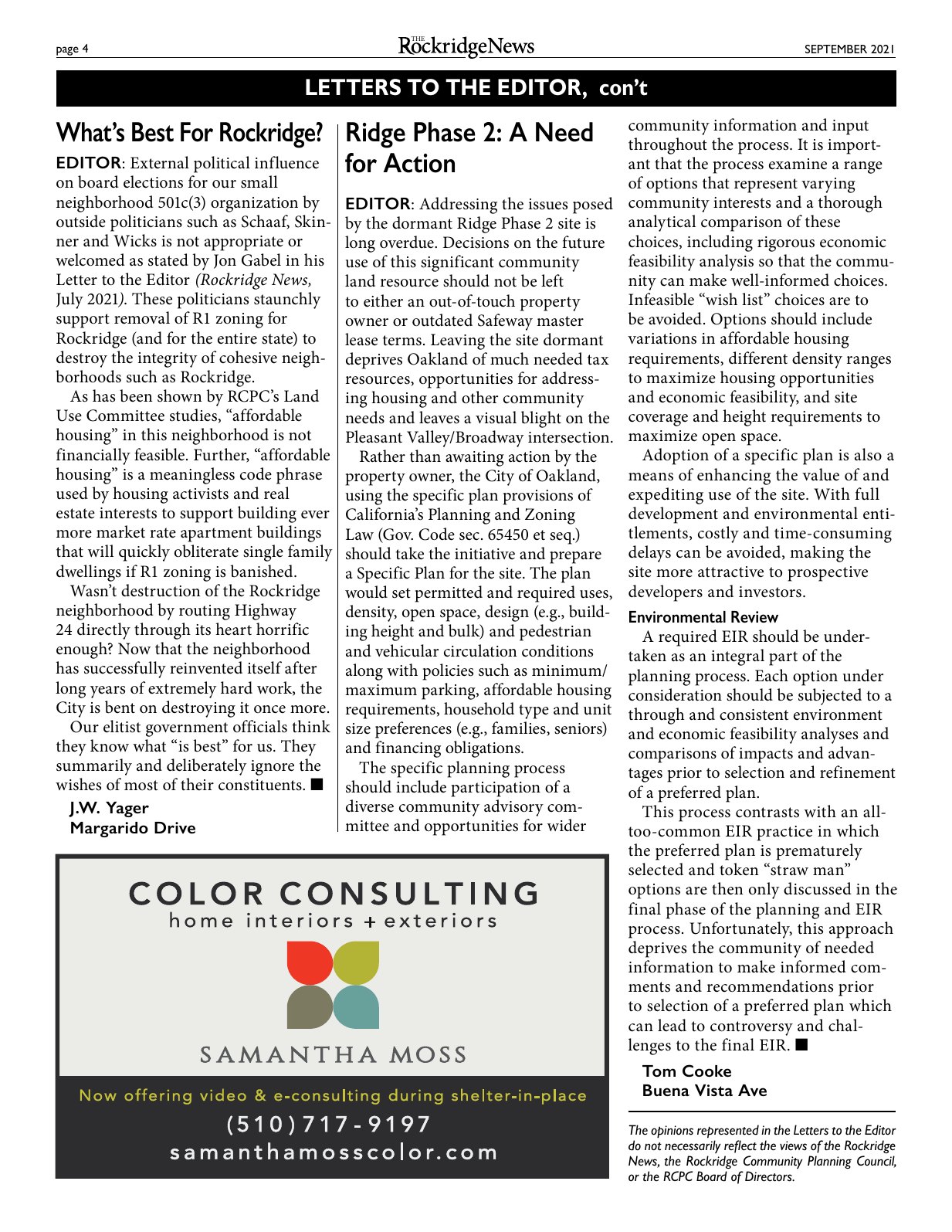 Click to zoom in The Rockridge News, September 2021, page 4