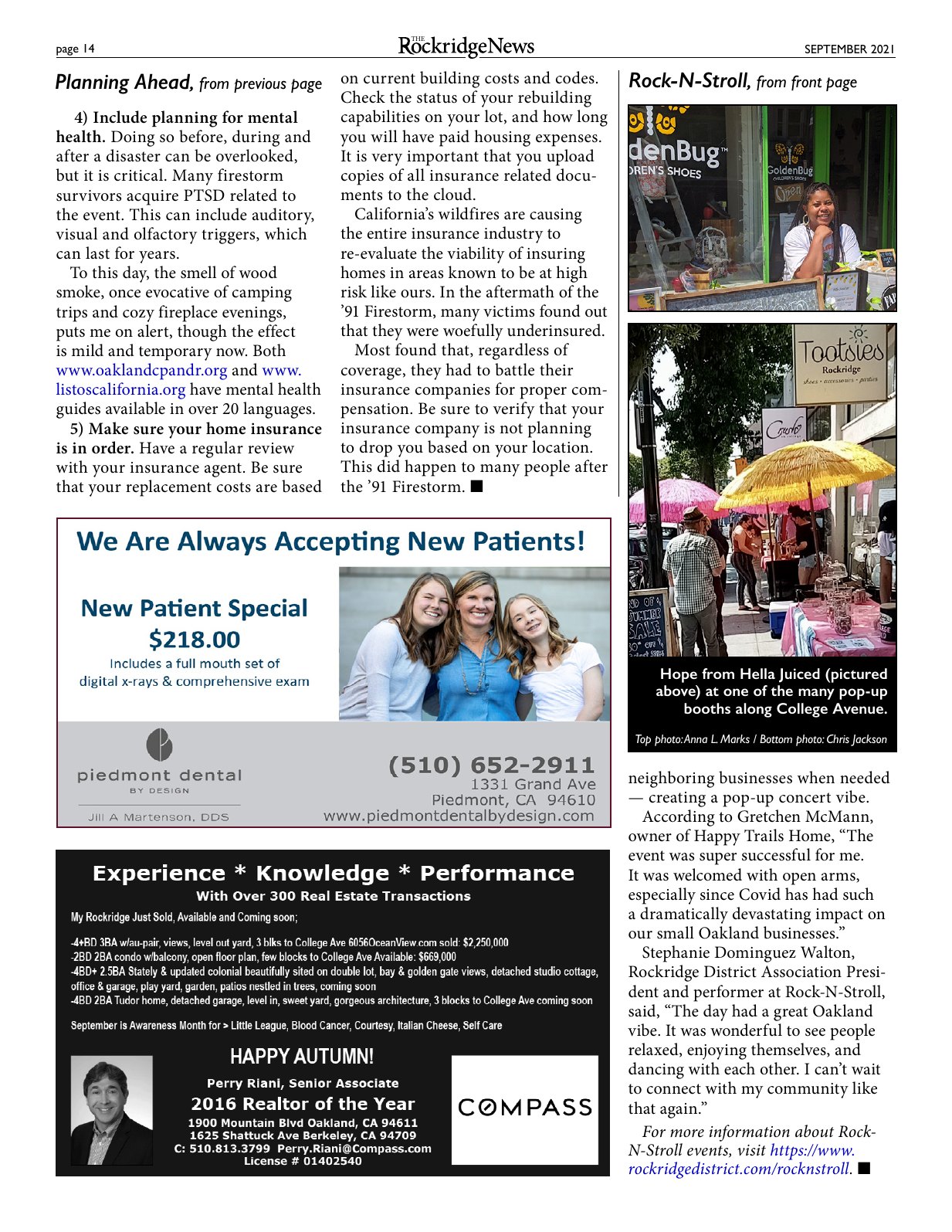 Click to zoom in The Rockridge News, September 2021, page 14