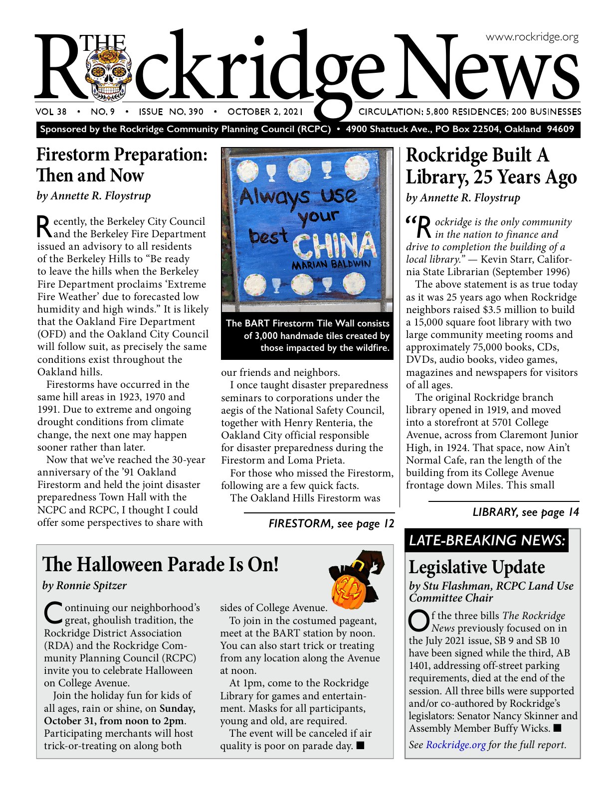 Click to zoom in The Rockridge News, October 2021, page 1