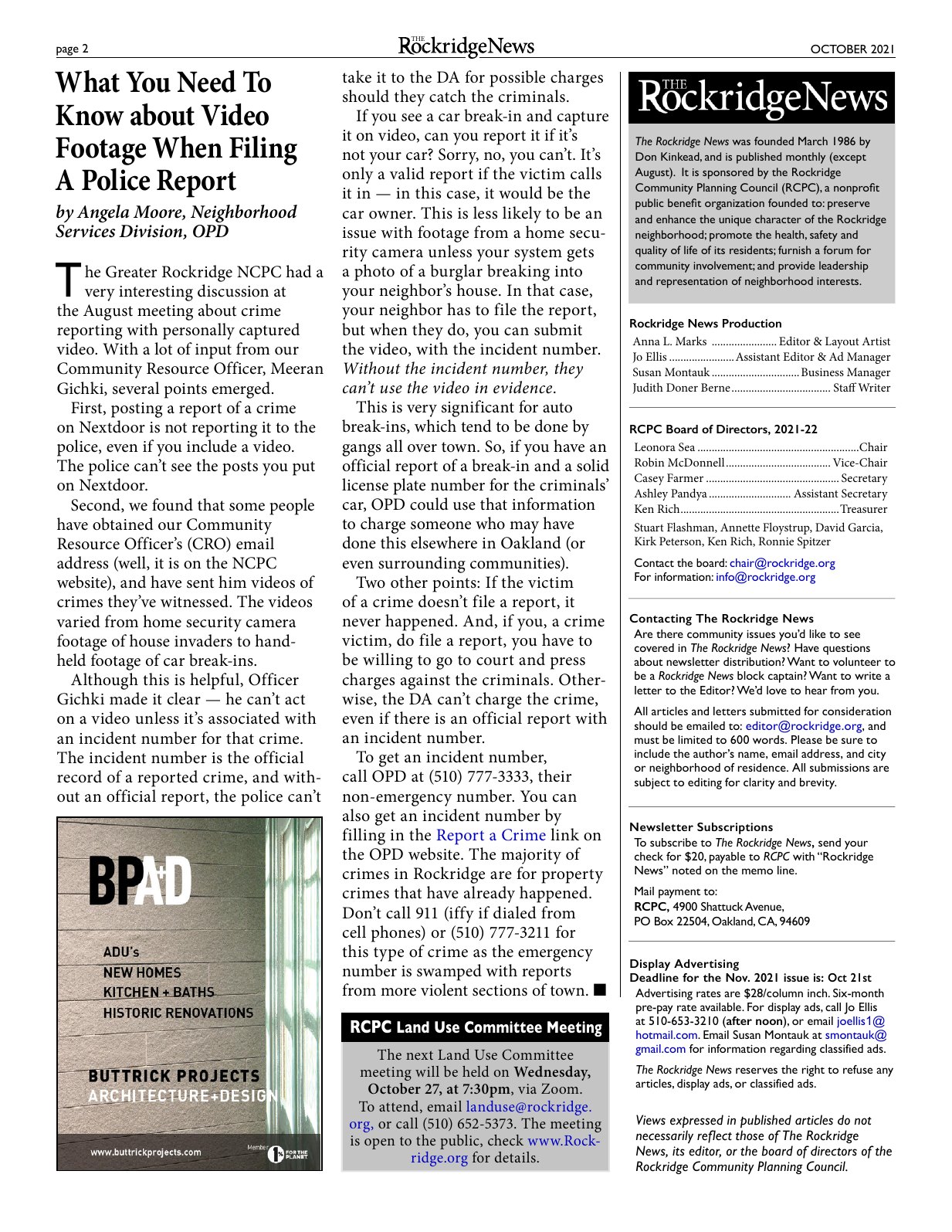 Click to zoom in The Rockridge News, October 2021, page 2