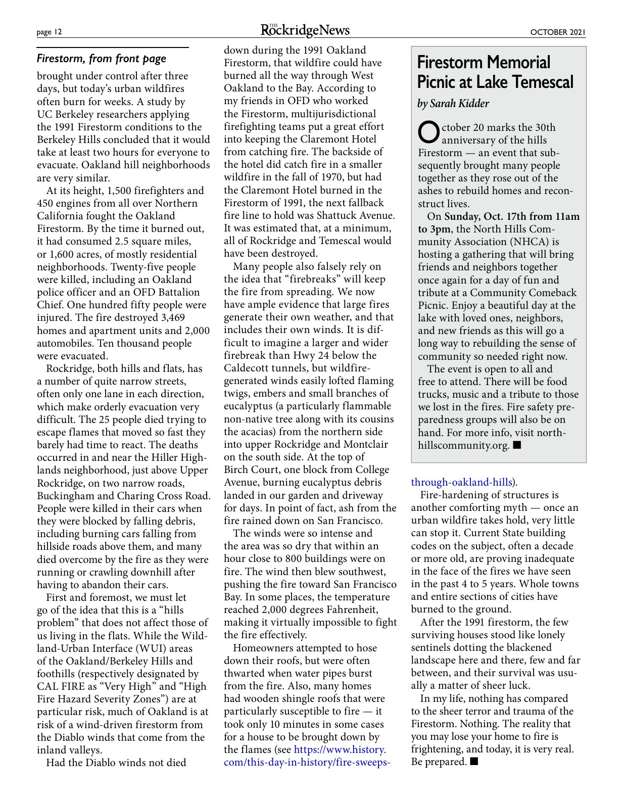 Click to zoom in The Rockridge News, October 2021, page 12