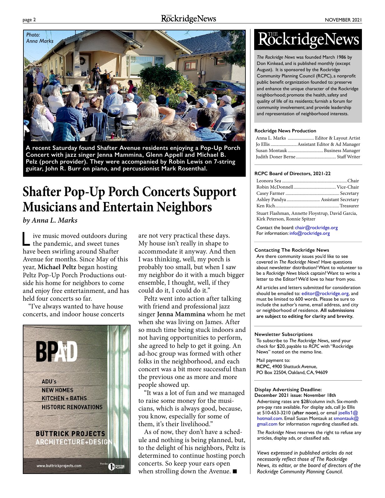 Click to zoom in The Rockridge News, November 2021, page 2