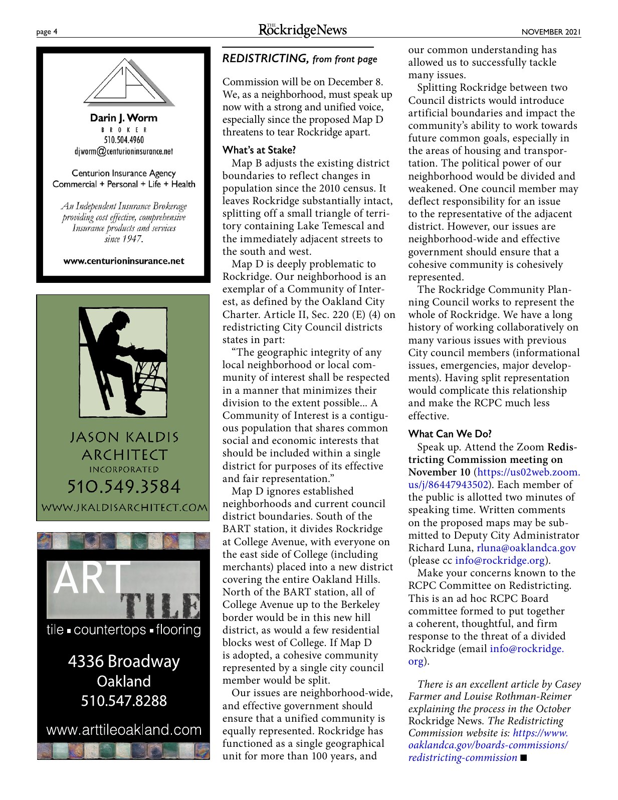 Click to zoom in The Rockridge News, November 2021, page 4