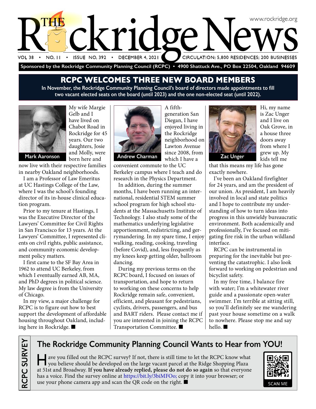 Click to zoom in The Rockridge News, December 2021, page 1