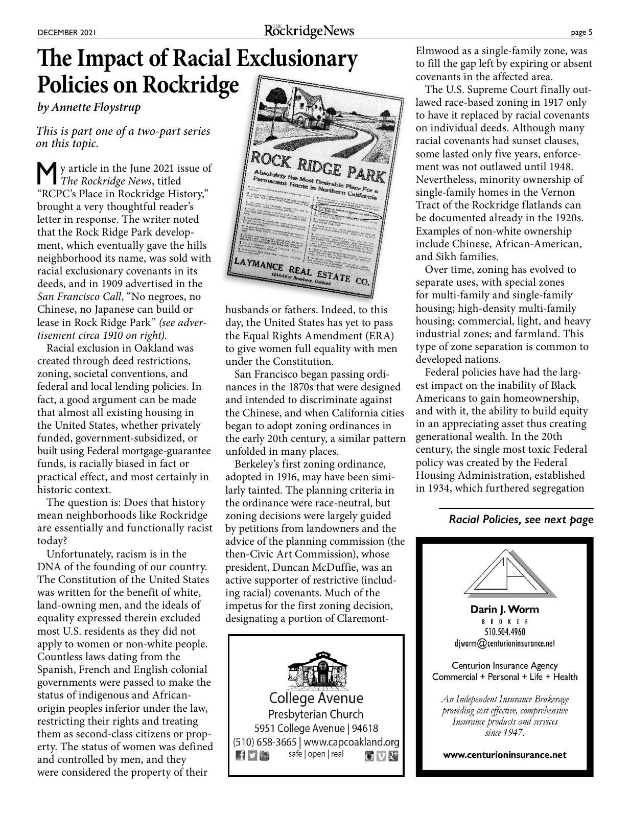 The Rockridge News, December 2021, page 5