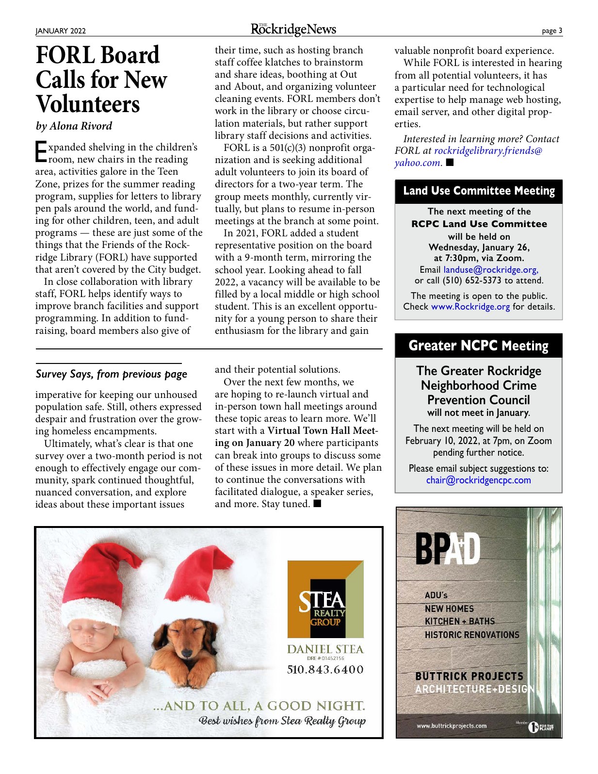 The Rockridge News, January 2022, page 3
