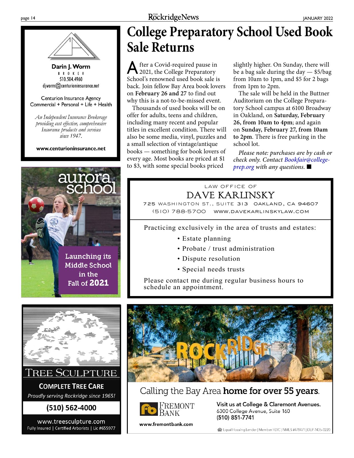 Click to zoom in The Rockridge News, January 2022, page 14