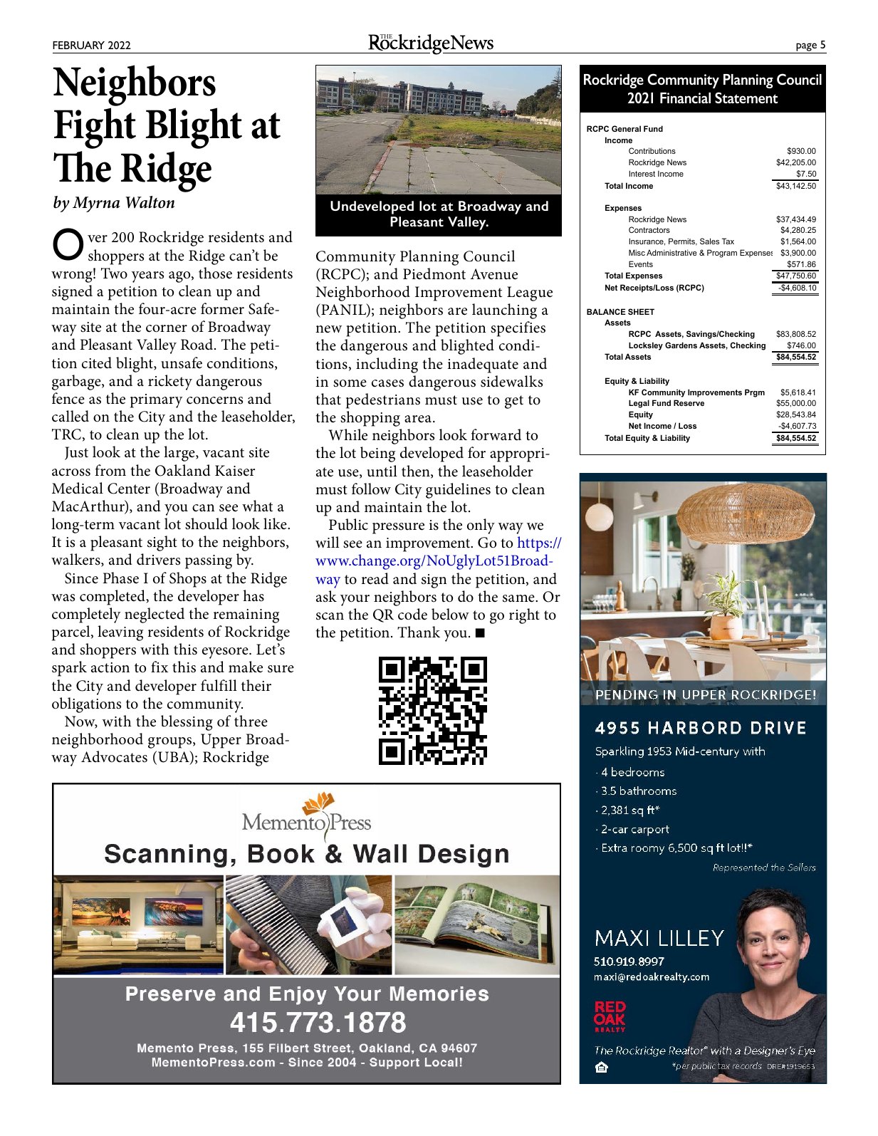 Click to zoom in The Rockridge News, February 2022, page 5