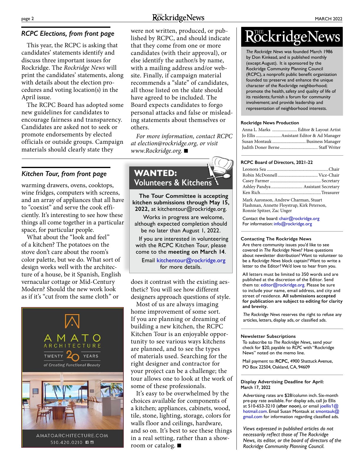 Click to zoom in The Rockridge News, March 2022, page 2