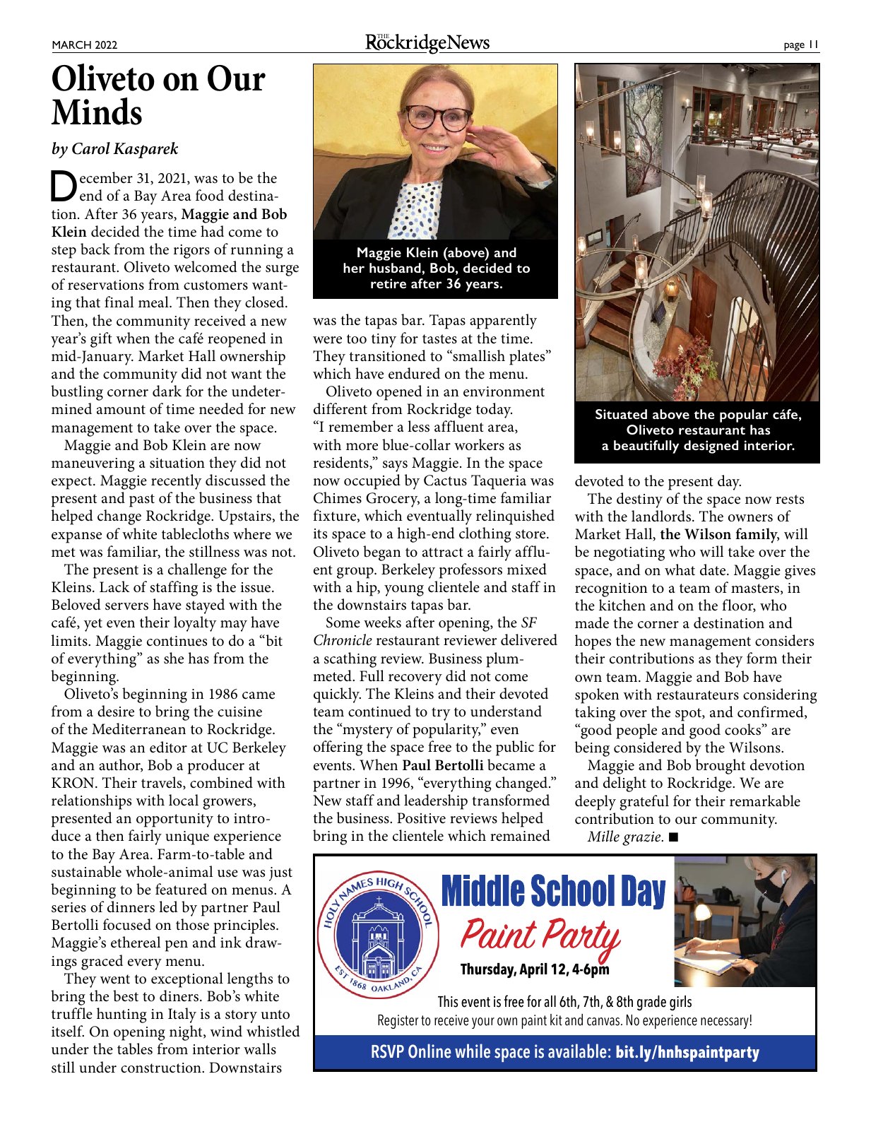 Click to zoom in The Rockridge News, March 2022, page 11
