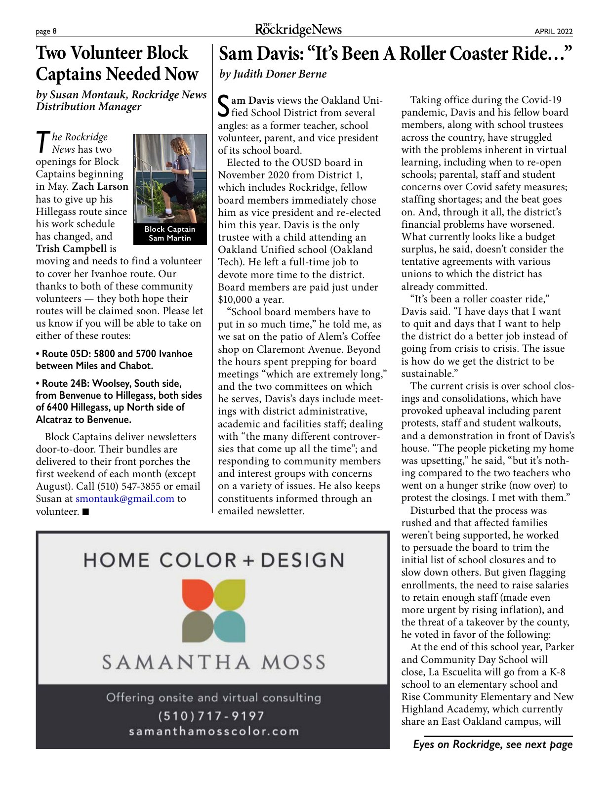 Click to zoom in The Rockridge News, April 2022, page 8