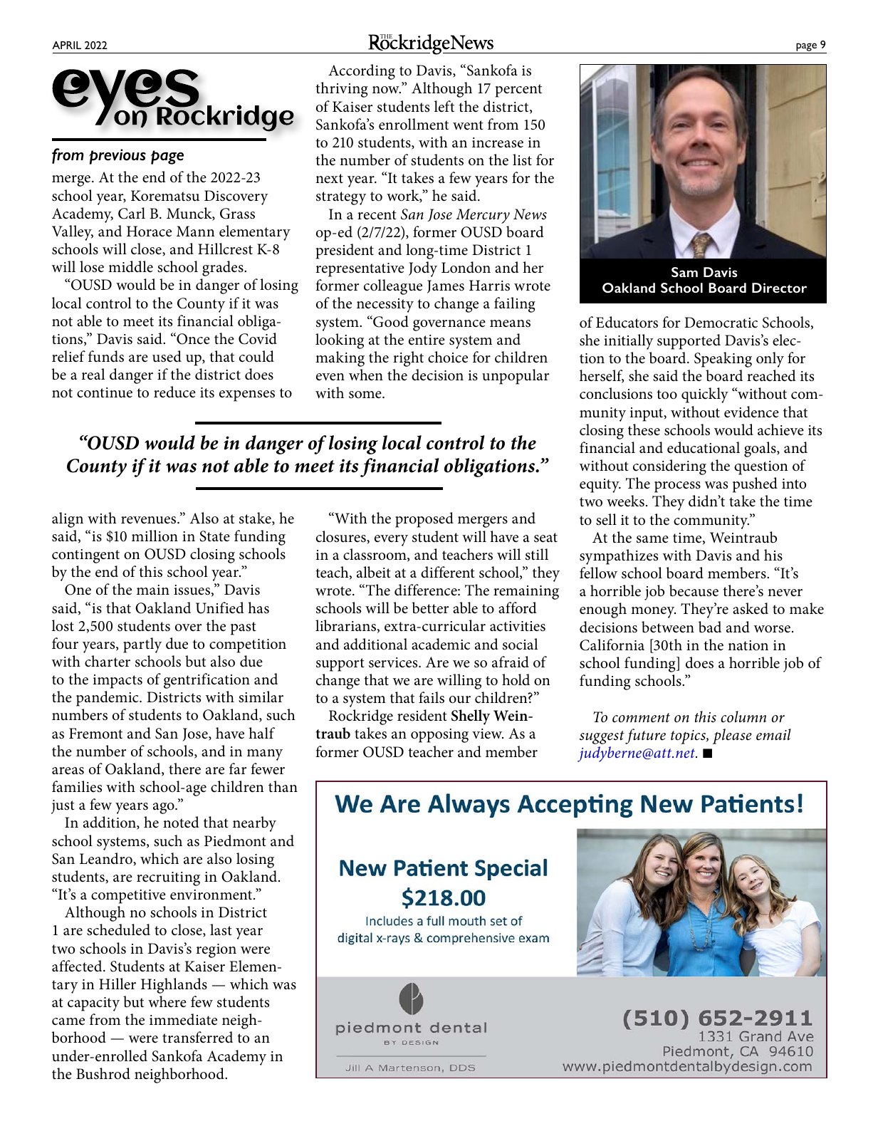 Click to zoom in The Rockridge News, April 2022, page 9