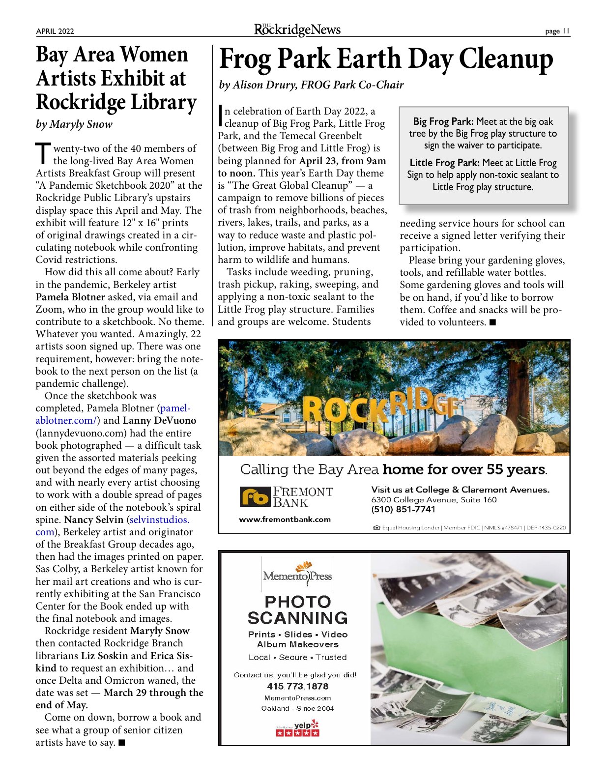 Click to zoom in The Rockridge News, April 2022, page 11