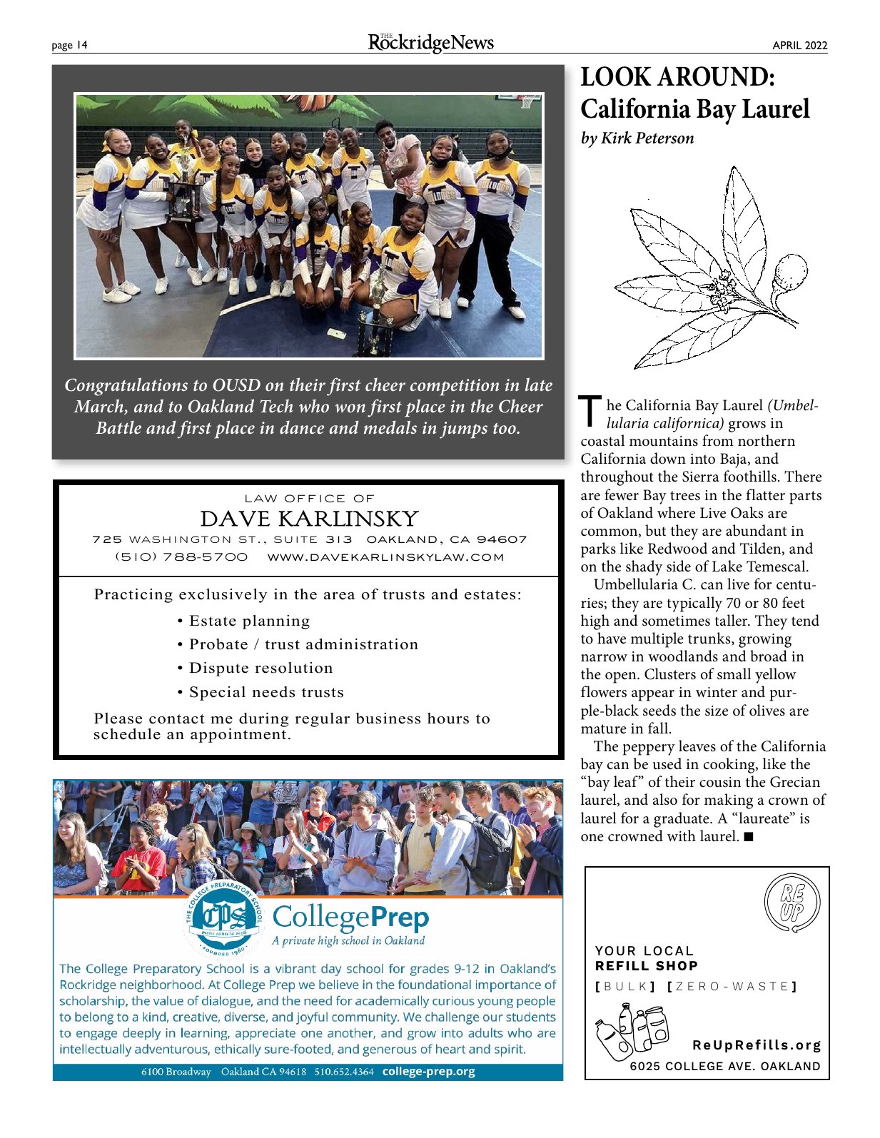 Click to zoom in The Rockridge News, April 2022, page 14