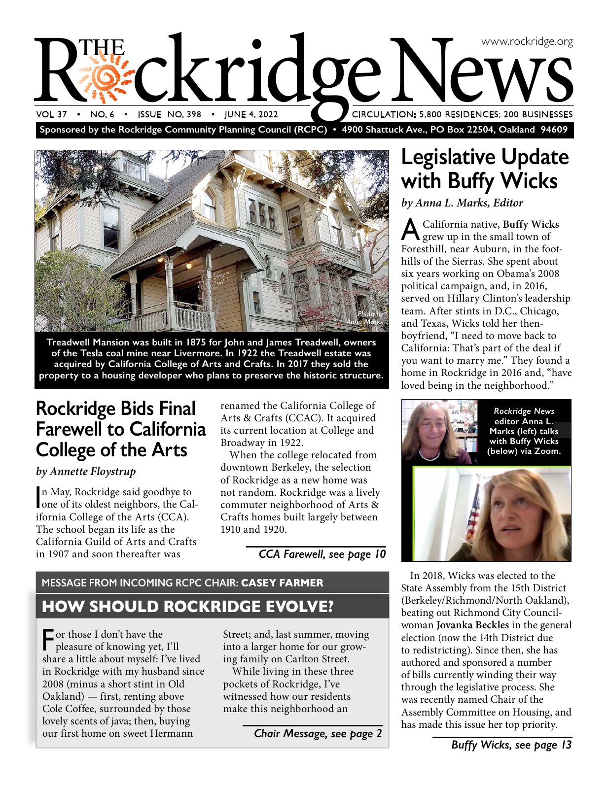 Click to zoom in The Rockridge News, June 2022, page 1