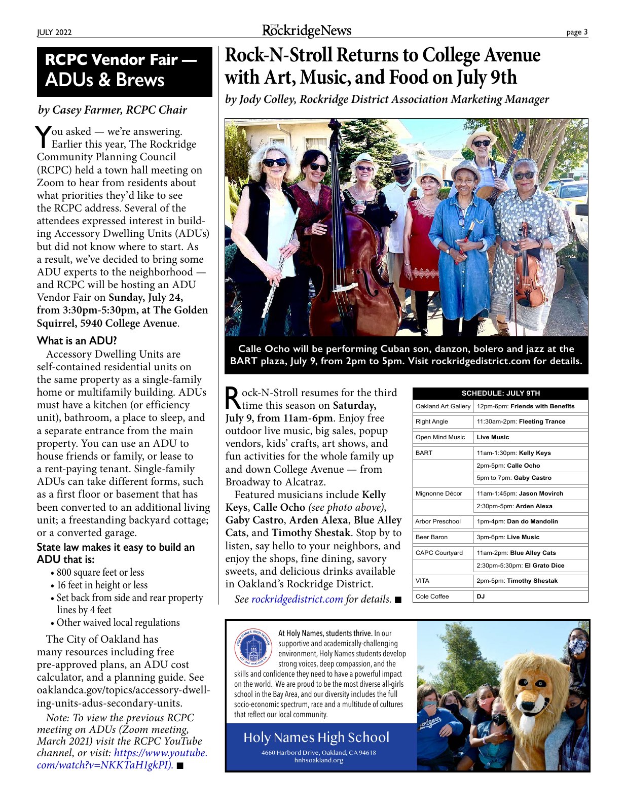 The Rockridge News, July 2022, page 3