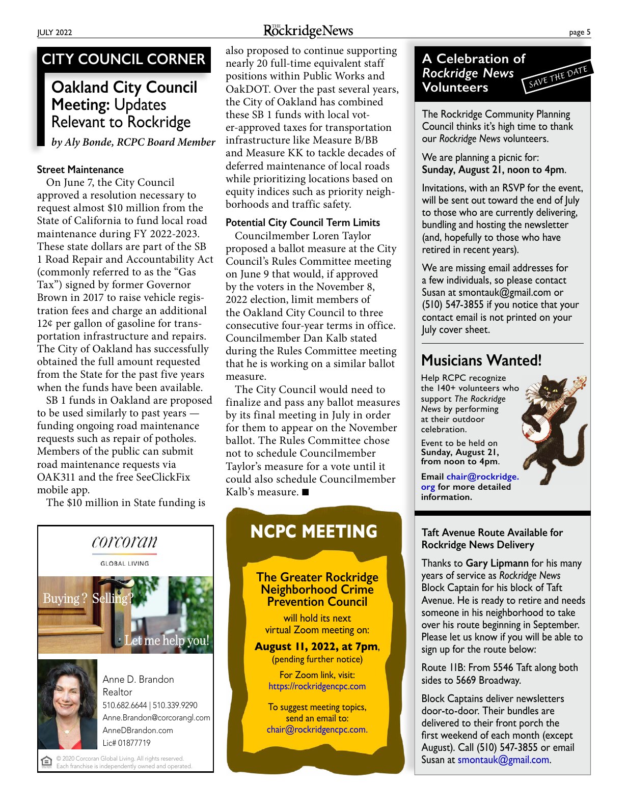 Click to zoom in The Rockridge News, July 2022, page 5