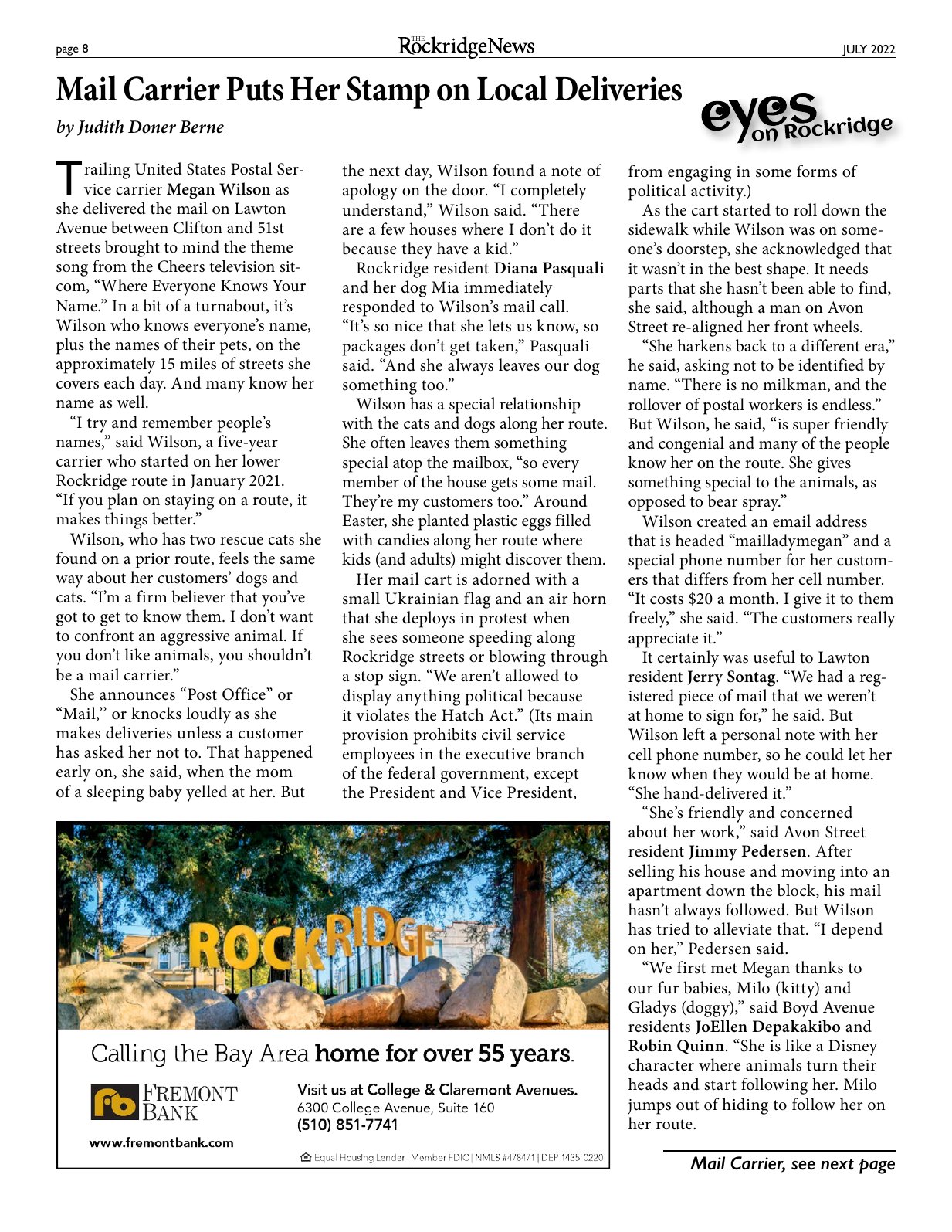Click to zoom in The Rockridge News, July 2022, page 8