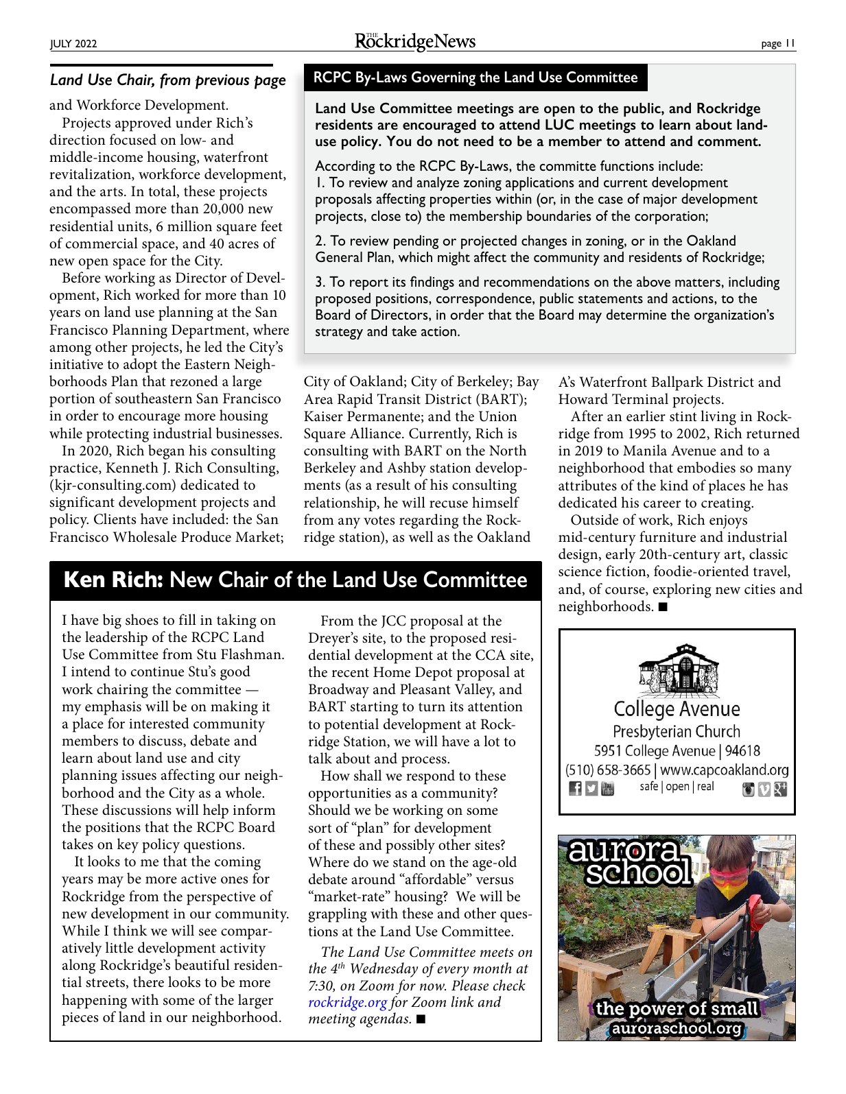 Click to zoom in The Rockridge News, July 2022, page 11