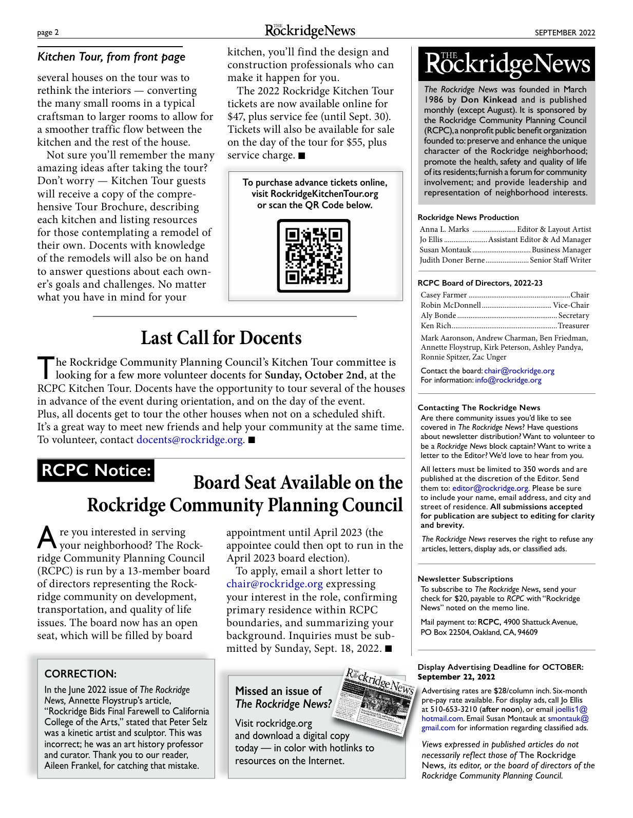 Click to zoom in The Rockridge News, September 2022, page 2