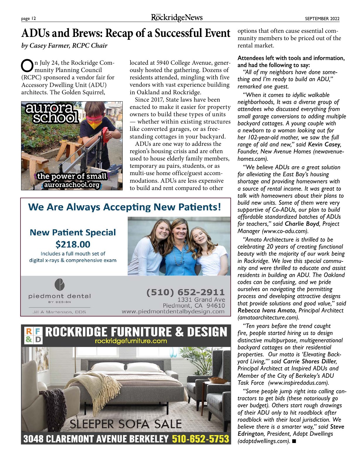 Click to zoom in The Rockridge News, September 2022, page 12