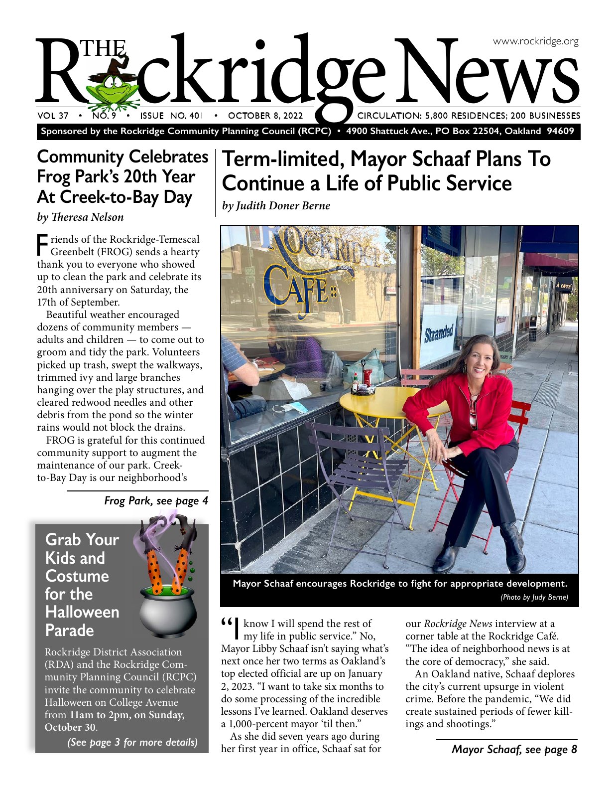 Click to zoom in The Rockridge News, October 2022, page 1