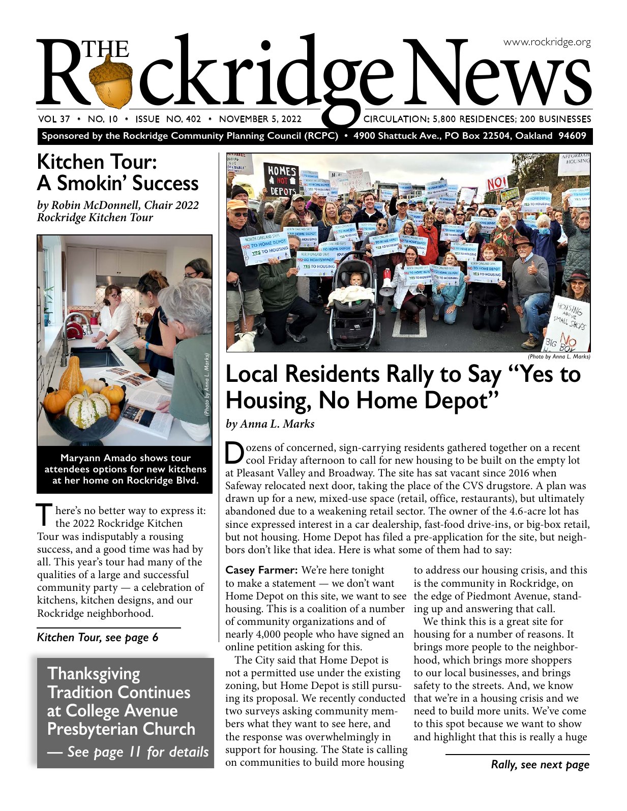 Click to zoom in The Rockridge News, November 2022, page 1