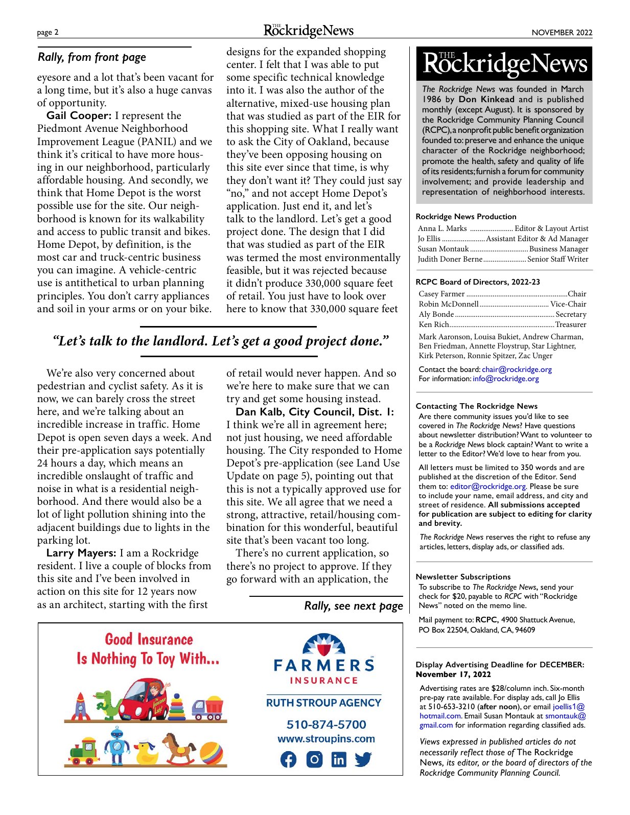 Click to zoom in The Rockridge News, November 2022, page 2