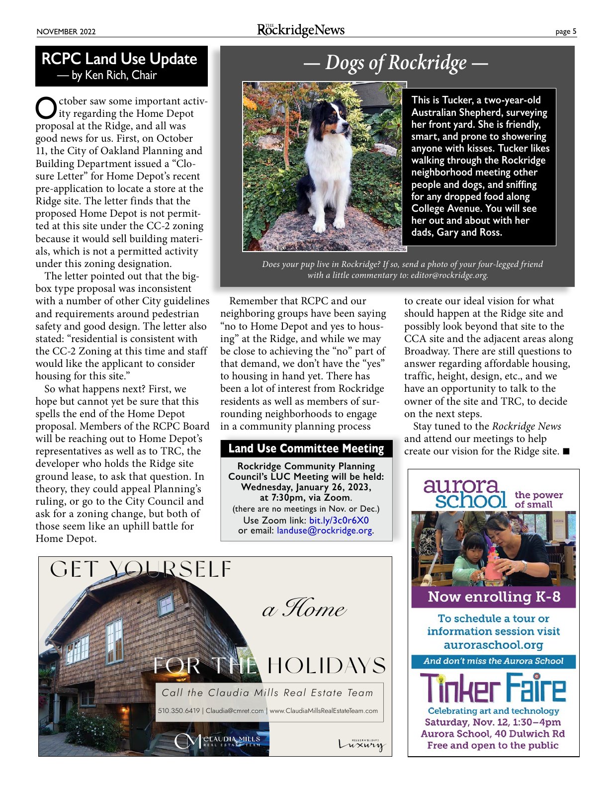 Click to zoom in The Rockridge News, November 2022, page 5