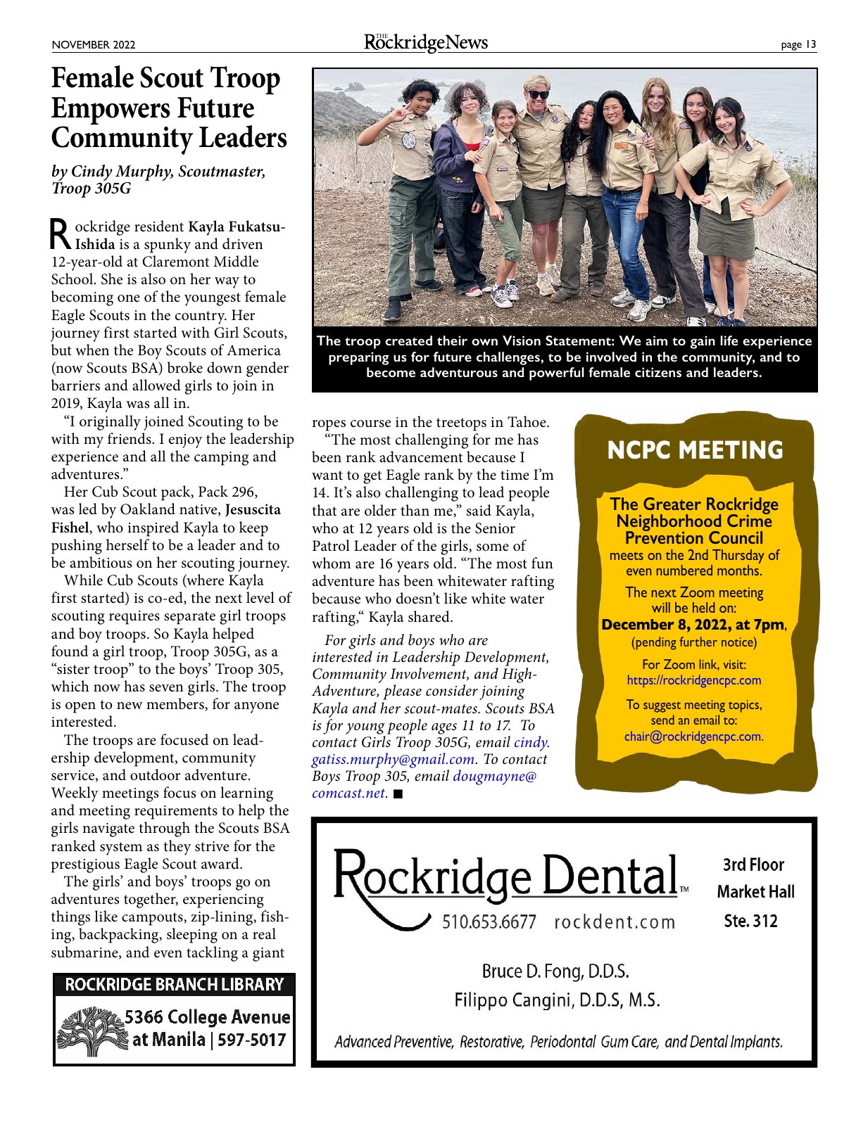 Click to zoom in The Rockridge News, November 2022, page 13