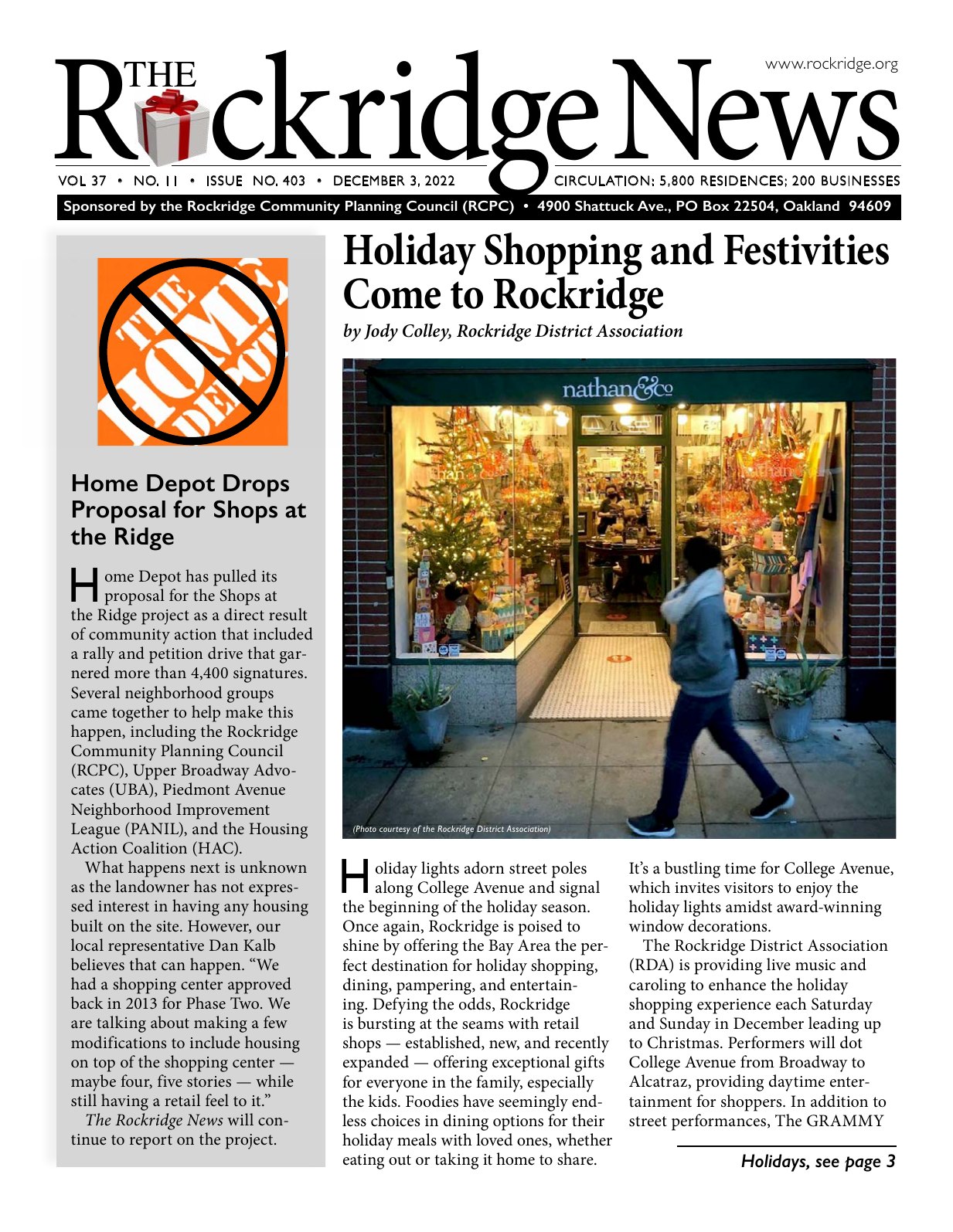 Click to zoom in The Rockridge News, December 2022, page 1