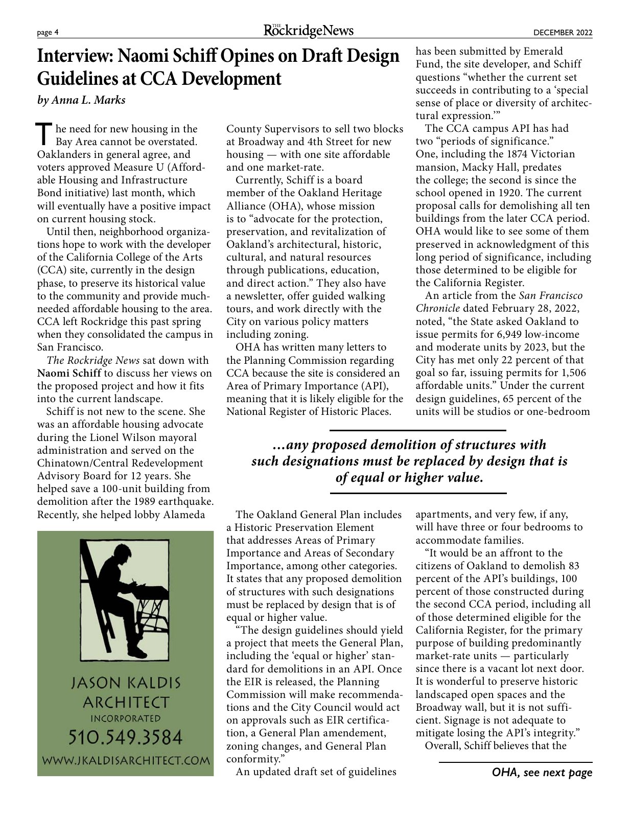 Click to zoom in The Rockridge News, December 2022, page 4