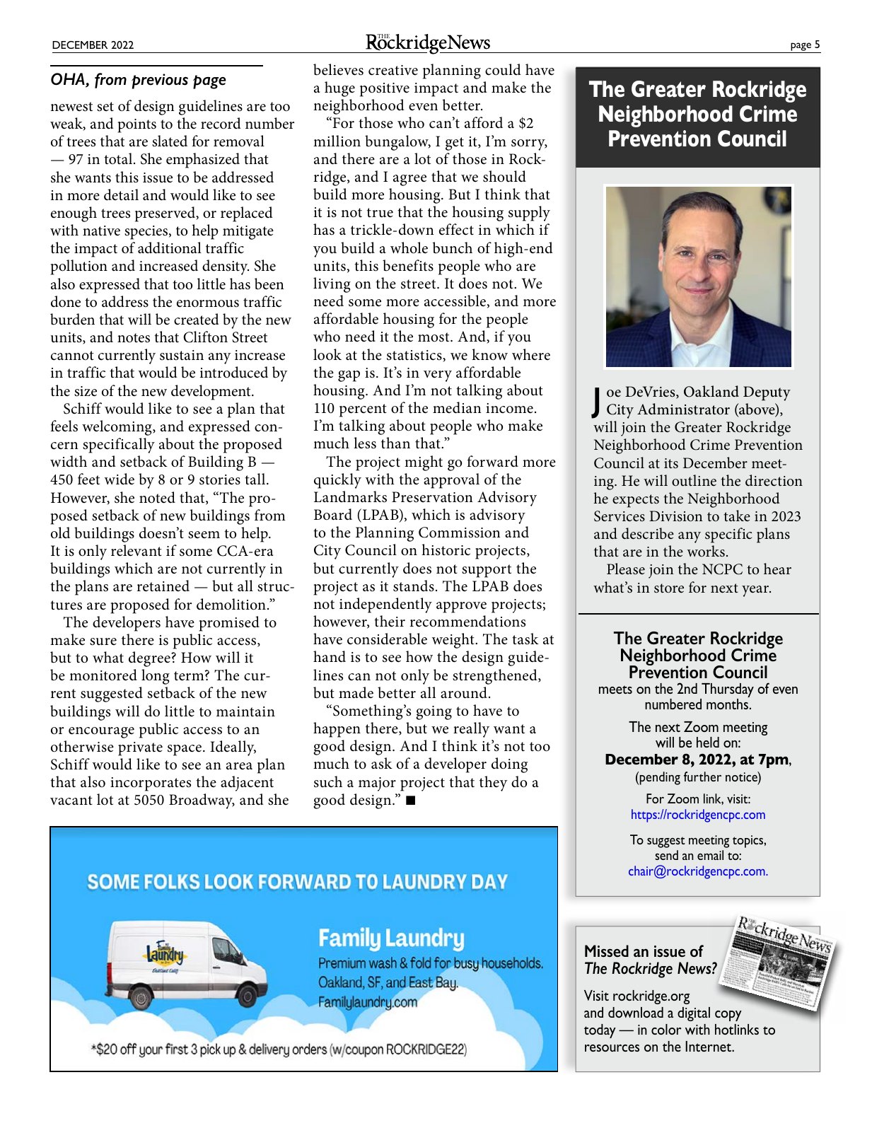 Click to zoom in The Rockridge News, December 2022, page 5