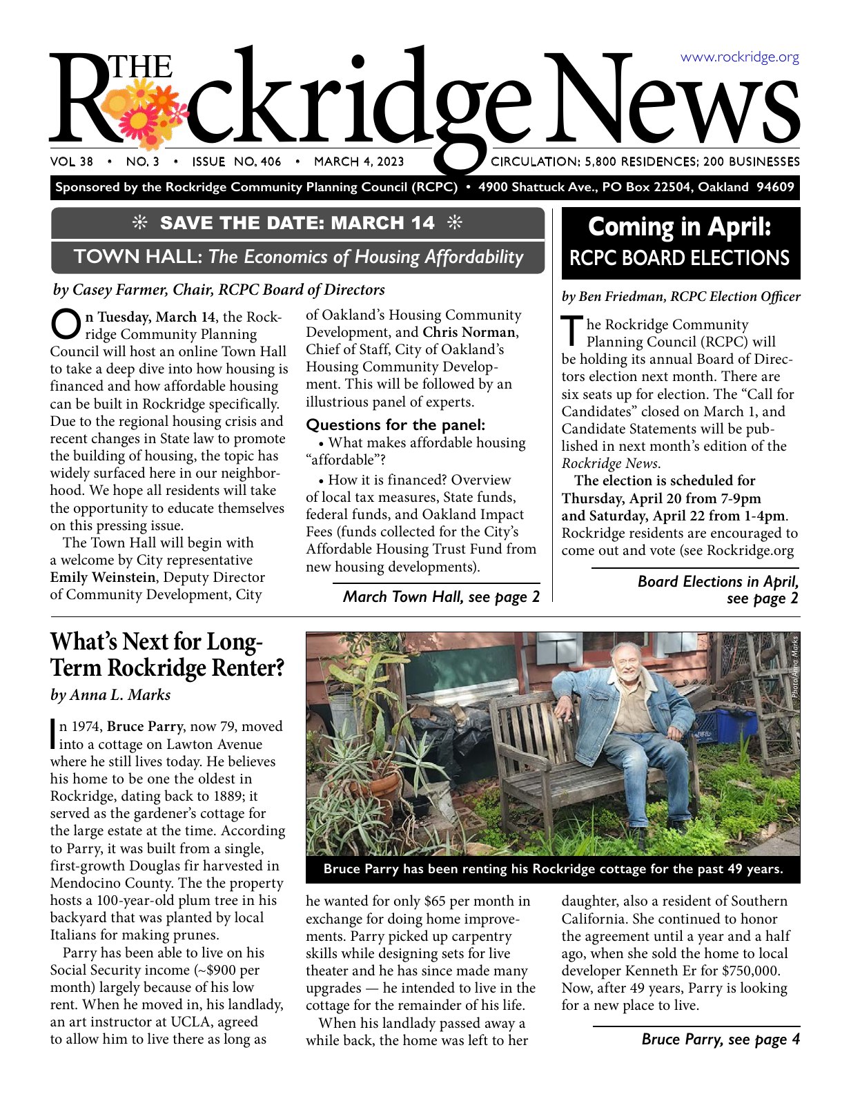 Click to zoom in The Rockridge News, March 2023, page 1